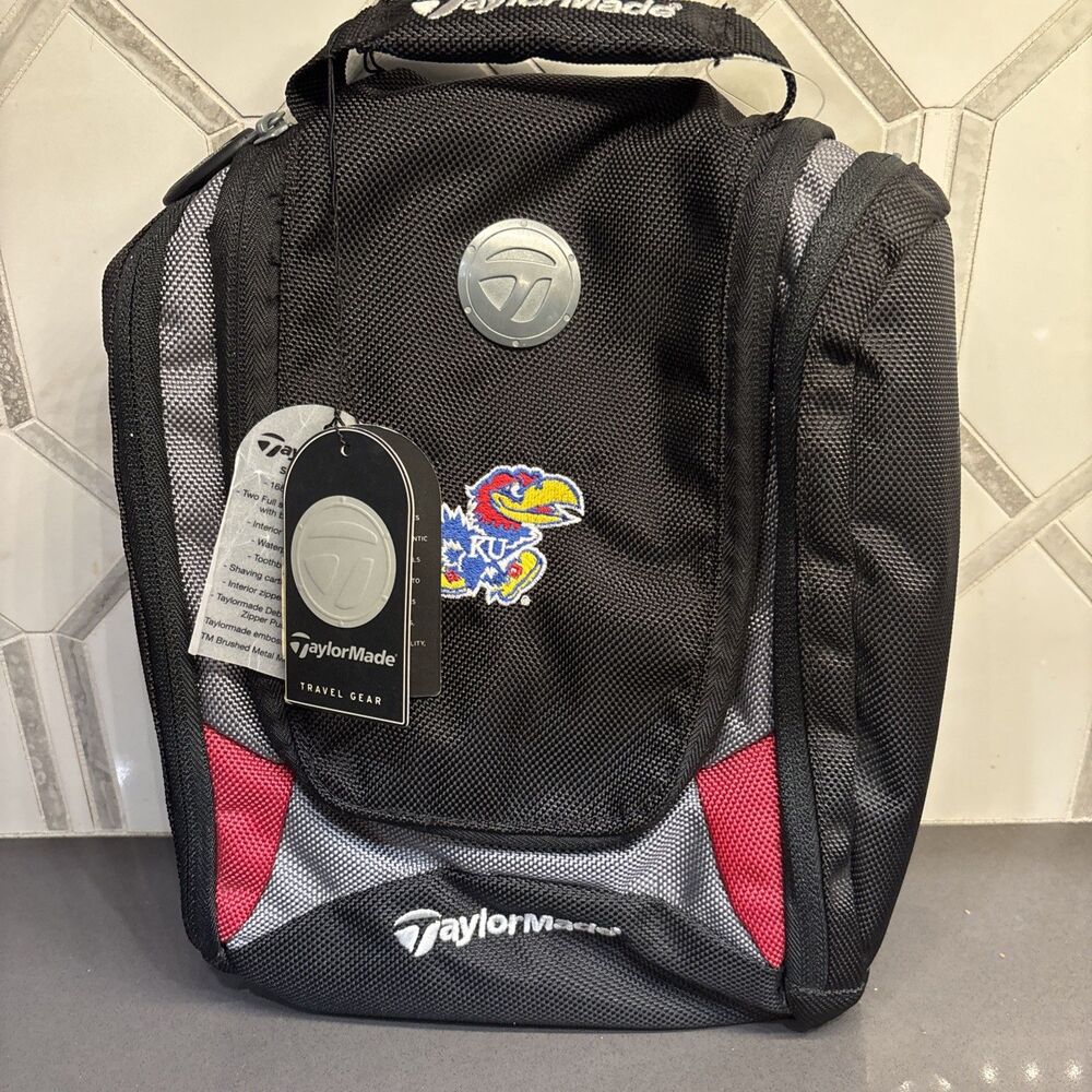 Taylormade NWT Players Shaving Kit Golf Bag Black Red Gray Kansas Jayhawks